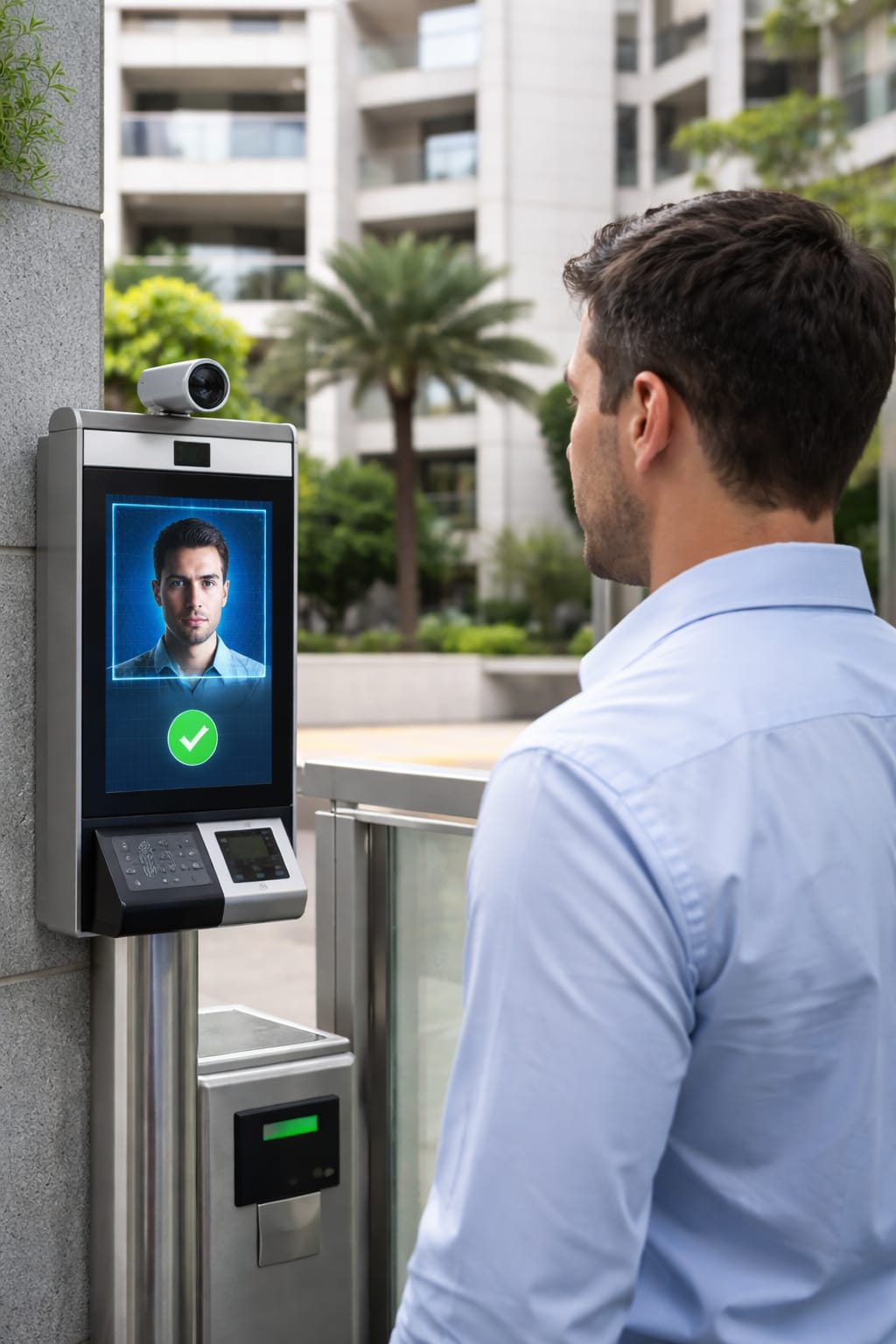 Biometria facial na entrada do condomínio